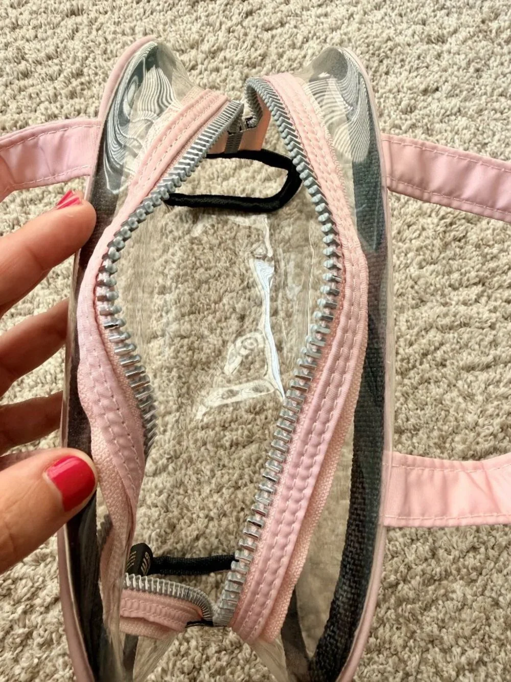 Aimee Kestenberg Pink Trim Clear Travel Bag Set (3 pouches)